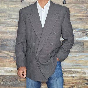 Vestimenta Wool Blend Taupe Birdseye Double-Breasted Blazer Jacket Size 42R
